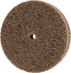 Merit Abrasives - 3" Diam, 1/2" Face Width, 1/4" Center Hole, Fine Grade, Aluminum Oxide Deburring Wheel - Unitized, Soft Density 2 Grade, 18,000 RPM - Exact Tooling