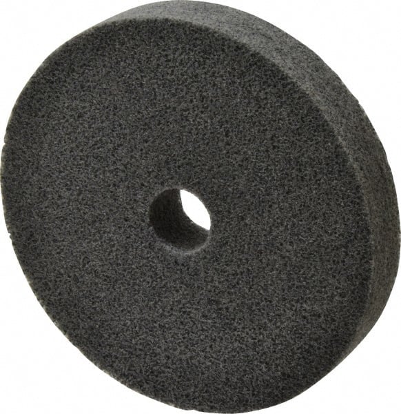 Merit Abrasives - 6" Diam, 1" Face Width, 1" Center Hole, Fine Grade, Silicon Carbide Deburring Wheel - Unitized, Soft Density 2 Grade, 5,000 RPM - Exact Tooling