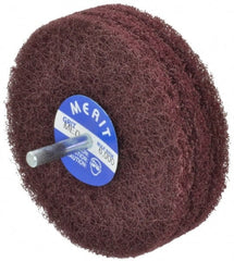Merit Abrasives - 4" Diam, Medium Mounted Scrubber Buffing Wheel - 3 Ply, Medium Grade, 1/4" Shank Diam, 6,000 RPM - Exact Tooling