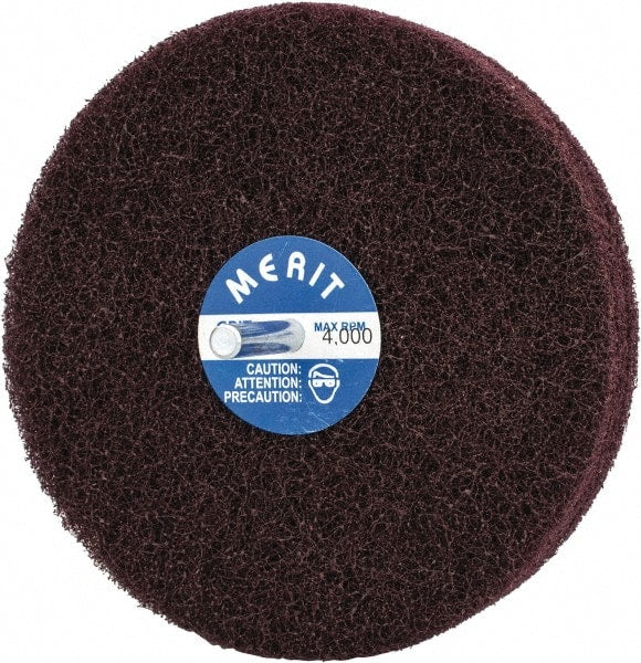 Merit Abrasives - 5" Diam, Medium Mounted Scrubber Buffing Wheel - 3 Ply, Medium Grade, 1/4" Shank Diam, 4,000 RPM - Exact Tooling