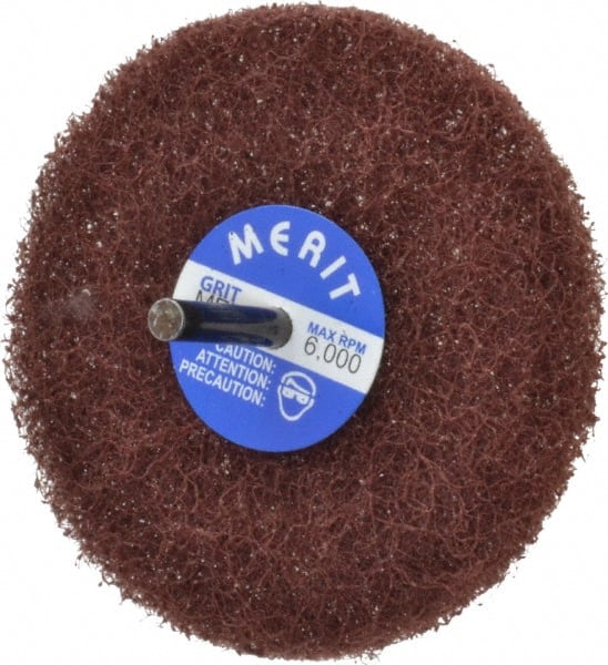 Merit Abrasives - 4" Diam, Medium Mounted Scrubber Buffing Wheel - 1 Ply, Medium Grade, 1/4" Shank Diam, 6,000 RPM - Exact Tooling