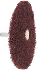 Merit Abrasives - 4" Diam, Medium Mounted Scrubber Buffing Wheel - 1 Ply, Very Fine Grade, 1/4" Shank Diam, 6,000 RPM - Exact Tooling