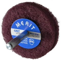 Merit Abrasives - 2" Diam, Medium Mounted Scrubber Buffing Wheel - 2 Ply, Very Fine Grade, 1/4" Shank Diam, 12,000 RPM - Exact Tooling