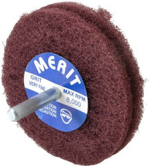 Merit Abrasives - 3" Diam, Medium Mounted Scrubber Buffing Wheel - 2 Ply, Very Fine Grade, 1/4" Shank Diam, 8,000 RPM - Exact Tooling