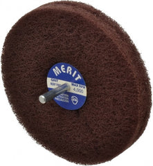 Merit Abrasives - 5" Diam, Medium Mounted Scrubber Buffing Wheel - 2 Ply, Very Fine Grade, 1/4" Shank Diam, 4,000 RPM - Exact Tooling