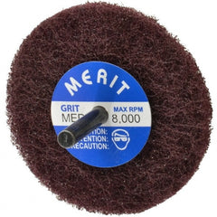 Merit Abrasives - 3" Diam, Medium Mounted Scrubber Buffing Wheel - 1 Ply, Medium Grade, 1/4" Shank Diam, 8,000 RPM - Exact Tooling