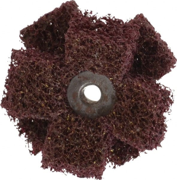 Merit Abrasives - 2" Diam Medium Density Cross Buff - 2 Plys, 1/4-20 Thread, Medium Grade, 12,000 Max RPM - Exact Tooling