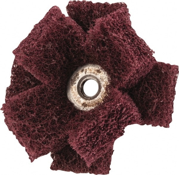 Merit Abrasives - 2" Diam Medium Density Cross Buff - 2 Plys, 1/4-20 Thread, Very Fine Grade, 12,000 Max RPM - Exact Tooling