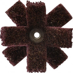 Merit Abrasives - 3" Diam Medium Density Cross Buff - 2 Plys, 1/4-20 Thread, Medium Grade, 8,000 Max RPM - Exact Tooling