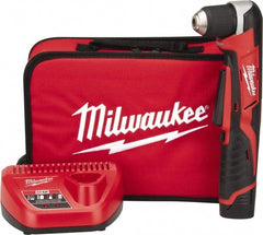 Milwaukee Tool - 12 Volt 3/8" Chuck Right Angle Handle Cordless Drill - 0-800 RPM, Keyless Chuck, Reversible, 1 Lithium-Ion Battery Included - Exact Tooling