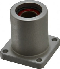 Pacific Bearing - 1/2" ID, 1.687" OAL x 1.63" OAH 4-Bolt Flange Mounted Bearing - 975 Lb Static Cap, 1-1/4" Btw Mnt Hole Ctrs, Aluminum - Exact Tooling