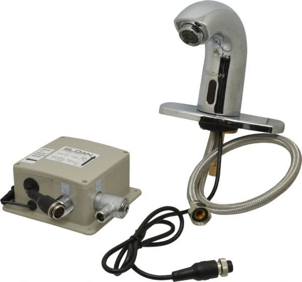 Sloan Valve Co. - Chrome Single Hole Electronic & Sensor Faucet without Mixer - Powered by Battery, Standard Spout, 4" Mounting Centers - Exact Tooling