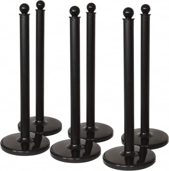 PRO-SAFE - 40" High, 2-1/2" Pole Diam, Warning Post - 14" Base Diam, Black Plastic Post - Exact Tooling