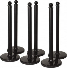 PRO-SAFE - 40" High, 2-1/2" Pole Diam, Warning Post - 14" Base Diam, Black Plastic Post - Exact Tooling