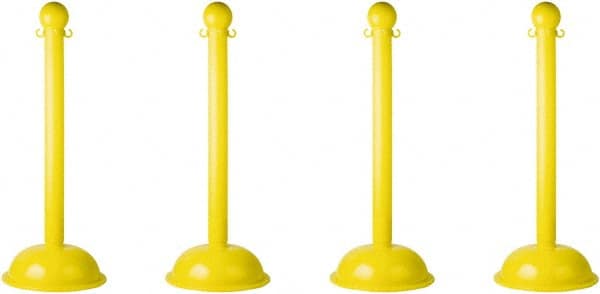 PRO-SAFE - 41" High, 3" Pole Diam, Warning Post - 16" Base Diam, Yellow Plastic Post - Exact Tooling
