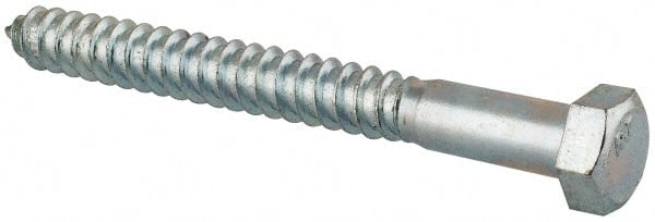 Value Collection - 5/8" Screw, 6" Length Under Head, Steel, Hex Head Lag Screw - Zinc Plated, Grade 2 - Exact Tooling