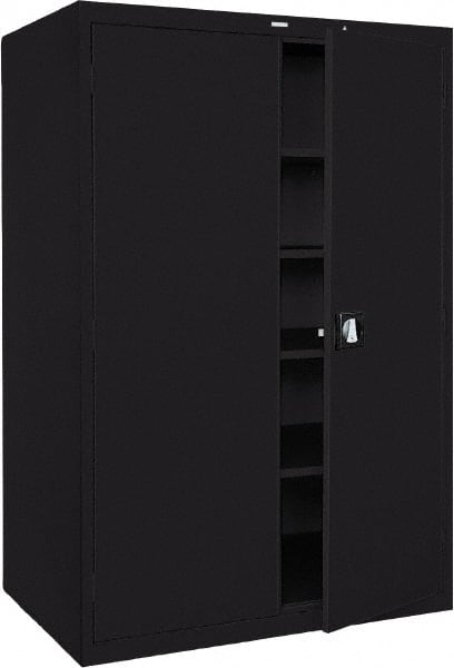 Sandusky Lee - 5 Shelf Locking Storage Cabinet - Steel, 46" Wide x 24" Deep x 72" High, Black - Exact Tooling
