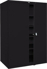 Sandusky Lee - 5 Shelf Locking Storage Cabinet - Steel, 46" Wide x 24" Deep x 72" High, Black - Exact Tooling