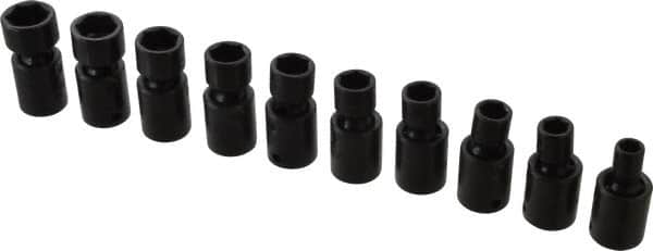 Proto - 10 Piece 3/8" Drive Standard Impact Socket Set - 6 Points, 8 to 17mm, Metric Measurement Standard - Exact Tooling