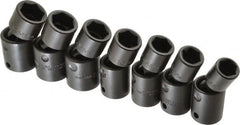 Proto - 7 Piece 1/2" Drive Standard Impact Socket Set - 6 Points, 13 to 19mm, Metric Measurement Standard - Exact Tooling