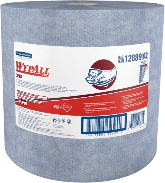 WypAll - X90 Dry Shop Towel/Industrial Wipes - Jumbo Roll, 13-3/8" x 11" Sheet Size, Blue - Exact Tooling