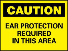 NMC - "Caution - Ear Protection Required in This Area", 10" Long x 14" Wide, Fiberglass Safety Sign - Rectangle, 0.095" Thick, Use for Accident Prevention - Exact Tooling