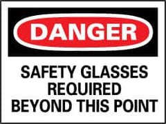 NMC - "Danger - Safety Glasses Must Be Worn While Operating This Machine", 7" Long x 10" Wide, Pressure-Sensitive Vinyl Safety Sign - Rectangle, 0.004" Thick, Use for Accident Prevention - Exact Tooling