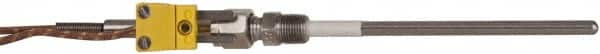 Thermo Electric - 0 to 2012°F, K Pipe Fitting, Thermocouple Probe - 6 Ft. Cable Length, Mini Connector, 9 Sec Response Time - Exact Tooling
