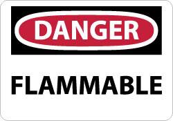 NMC - Danger - Flammable, Plastic Fire Sign - 10" Wide x 7" High - Exact Tooling