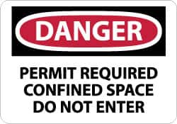 NMC - "Danger - Permit Required - Confined Space - Do Not Enter", 10" Long x 14" Wide, Aluminum Safety Sign - Rectangle, 0.04" Thick, Use for Accident Prevention - Exact Tooling