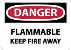NMC - Danger - Flammable - Keep Fire Away, Plastic Fire Sign - 14" Wide x 10" High - Exact Tooling