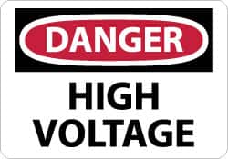 NMC - "Danger - High Voltage", 7" Long x 10" Wide, Rigid Plastic Safety Sign - Rectangle, 0.05" Thick, Use for Accident Prevention - Exact Tooling