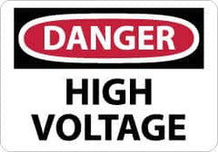 NMC - "Danger - High Voltage", 7" Long x 10" Wide, Rigid Plastic Safety Sign - Rectangle, 0.05" Thick, Use for Accident Prevention - Exact Tooling