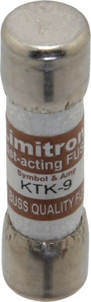 Cooper Bussmann - 600 VAC, 9 Amp, Fast-Acting General Purpose Fuse - Fuse Holder Mount, 1-1/2" OAL, 100 at AC kA Rating, 13/32" Diam - Exact Tooling