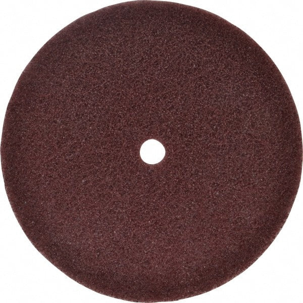 3M - 6" Fine Grade Aluminum Oxide Deburring Disc - 1/2" Center Hole, Arbor Connection, Maroon, 4,000 Max RPM - Exact Tooling