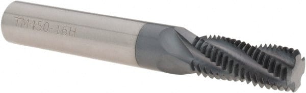 Scientific Cutting Tools - 9/16-16 UN, 0.45" Cutting Diam, 4 Flute, Solid Carbide Helical Flute Thread Mill - Internal/External Thread, 1.088" LOC, 3-1/2" OAL, 1/2" Shank Diam - Exact Tooling