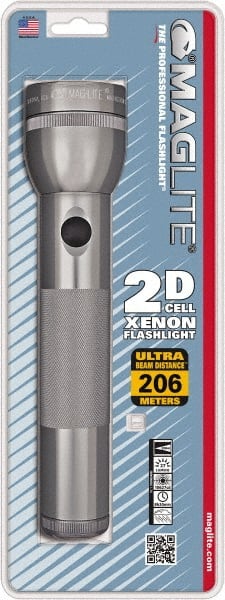 Mag-Lite - Krypton Bulb, 27 Lumens, Industrial/Tactical Flashlight - Gray Aluminum Body, 2 D Batteries Not Included - Exact Tooling