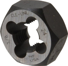 Cle-Line - 3/8-24 UNF Thread, 25/32" Hex, Hex Rethreading Die - Carbon Steel, 3/8" Thick, Series 0650 - Exact Tooling