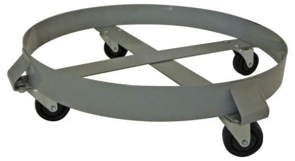 PRO-SOURCE - 1,000 Lb Load Capacity, 30 Gal Drum Dolly - 6-1/2" High, 4 Wheels - Exact Tooling