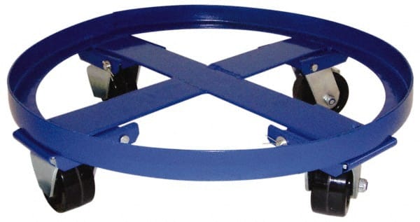 PRO-SOURCE - 2,000 Lb Load Capacity, 55 Gal Drum Dolly - 5-3/4" High, 4 Wheels - Exact Tooling