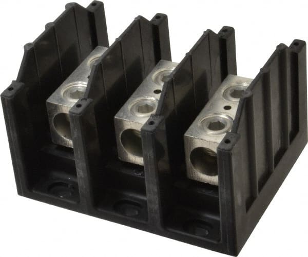 Cooper Bussmann - 3 Poles, 310 Amp, 350 kcmil-6 AWG (Cu/Al) Primary, 350 kcmil-6 AWG (Cu/Al) Secondary, Thermoplastic Power Distribution Block - 600 VAC/VDC, 1 Primary Connection, 5.2 Inch Long x 3.32 Inch Deep x 4 Inch High - Exact Tooling