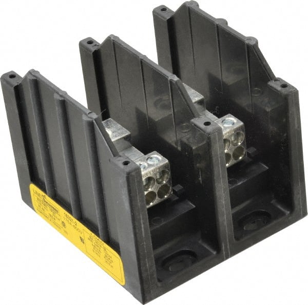 Cooper Bussmann - 2 Poles, 175 Amp, 8-2/0 AWG (Al), 14-2/0 AWG (Cu) Primary, 4-14 AWG (Cu), 4-8 AWG (Al) Secondary, Thermoplastic Power Distribution Block - 600 VAC/VDC, 1 Primary Connection, 3.58 Inch Long x 3.32 Inch Deep x 4 Inch High - Exact Tooling
