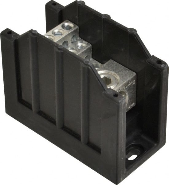 Cooper Bussmann - 1 Pole, 310 Amp, 350 kcmil-6 AWG (Cu/Al) Primary, 4-12 AWG (Al), 4-14 AWG (Cu) Secondary, Thermoplastic Power Distribution Block - 600 VAC/VDC, 1 Primary Connection, 1.96 Inch Long x 3.32 Inch Deep x 4 Inch High - Exact Tooling