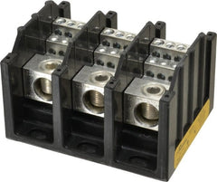 Cooper Bussmann - 3 Poles, 310 Amp, 350 kcmil-6 AWG (Cu/Al) Primary, 4-12 AWG (Al), 4-14 AWG (Cu) Secondary, Thermoplastic Power Distribution Block - 600 VAC/VDC, 1 Primary Connection, 5.2 Inch Long x 3.32 Inch Deep x 4 Inch High - Exact Tooling