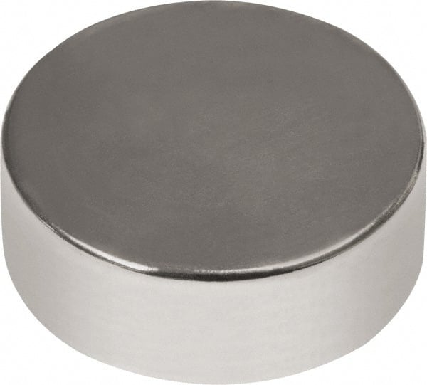 Mag-Mate - 3/4" Diam x 1/4" High Neodymium Rare Earth Magnet - 10.7 Lb Max Capacity, 180°F Max, Nickel Plated - Exact Tooling