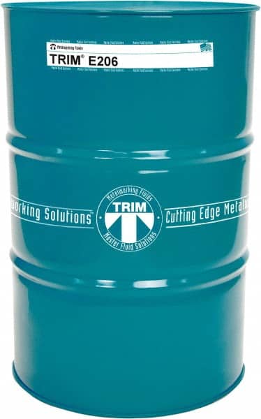 Master Fluid Solutions - TRIM E206, 54 Gal Drum Cutting & Grinding Fluid - Water Soluble, For Gear Hobbing, Heavy-Duty Broaching, High Speed Turning - Exact Tooling