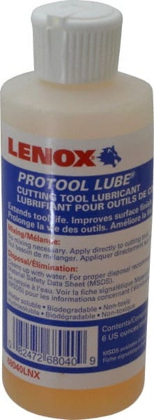 Lenox - Protool Lube, 6 oz Bottle Sawing Fluid - Synthetic, For Cutting, Drilling, Milling, Reaming, Tapping - Exact Tooling