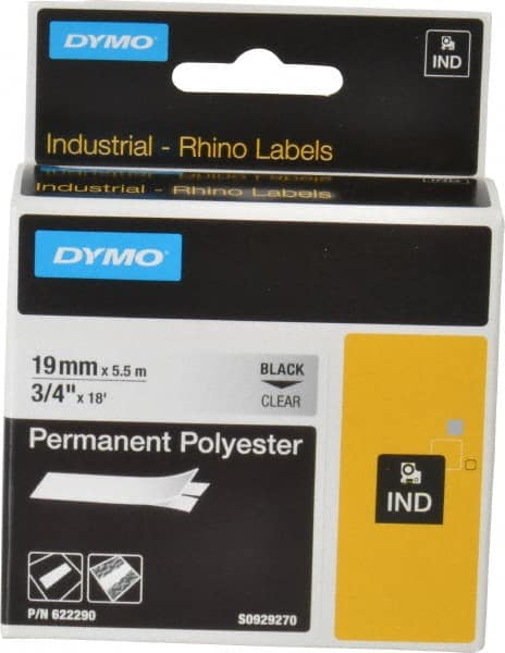 Dymo - 216" Long, Clear Permanent Polyester Tape Permanent Polyester Tape - For RHINO 5000, 5200, 6000, 6500 - Exact Tooling