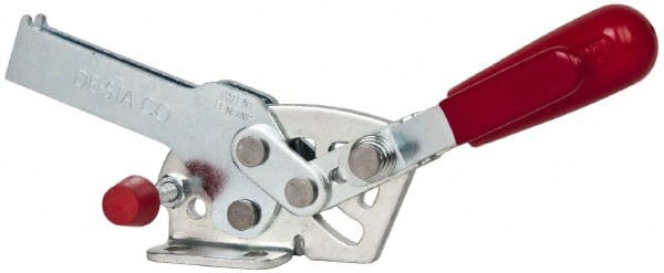 De-Sta-Co - 560 Lb Holding Capacity, Horizontal Handle, Manual Hold Down Toggle Clamp - 69° Handle Movement, 73° Bar Opening, U-Bar, Flanged Base, Electro-Plated Zinc, Carbon Steel - Exact Tooling