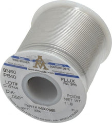 Value Collection - 0.05 Inch Diameter, Alloy 60/40, Rosin Activated Solder - 1 Lb., 66 Core, 18 Gauge - Exact Tooling